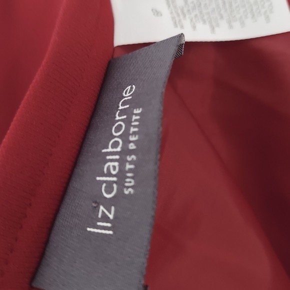 Liz Claiborne Skirt Red Pencil Petite 6P Pleated Hem - Picture 4 of 7